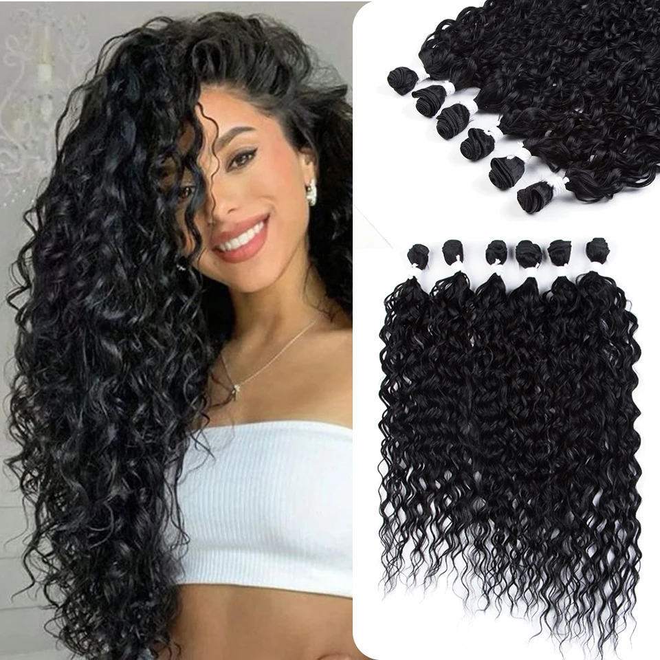 

Synthetic Hair Extensions 24 26 28inch 6 Pcs Bundles Ombre Blonde Daily Party Hair Extensions Afro Kinky Curly Hair For Women