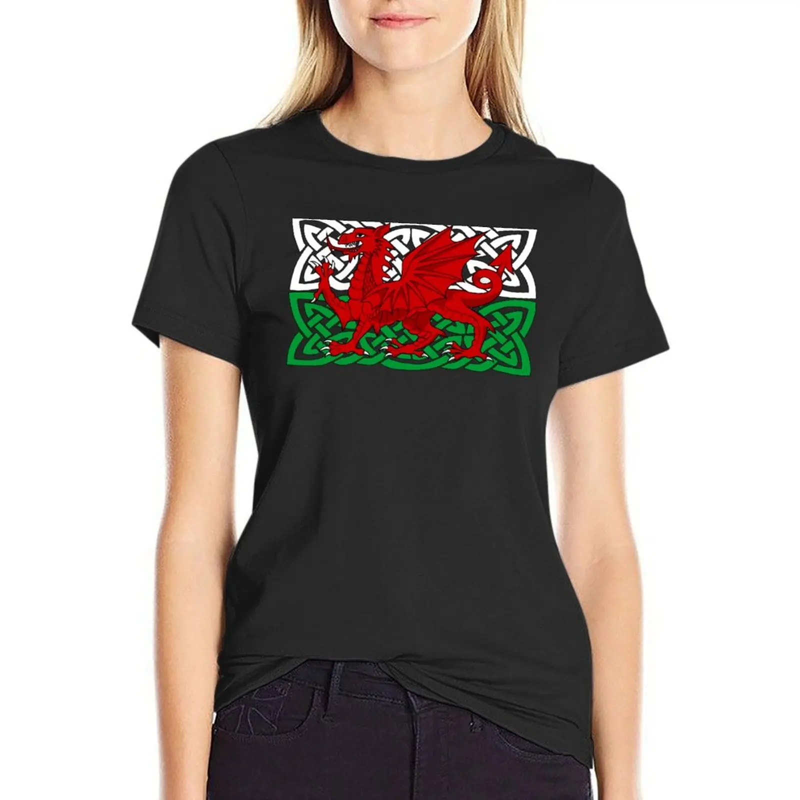 

Y Ddraig Goch T-Shirt blanks funny customizeds graphics Women's summer blouses 2024