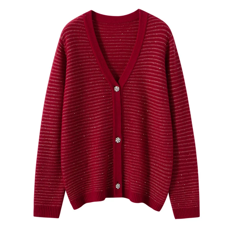 Women's  Pure Cashmere Cardigan Sweater Autumn Winter Thick Warm V-Neck  Soild  Comfort  Daily  Knit  Basic Single Breast Jacket