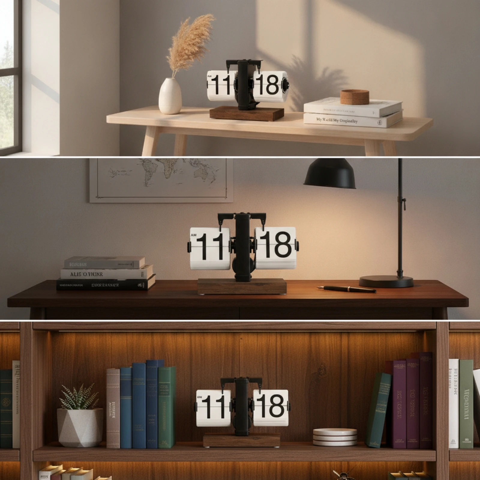 Retro Flip Clock Analog Flip Clock Large Numbers Nostalgic for Desk, Office