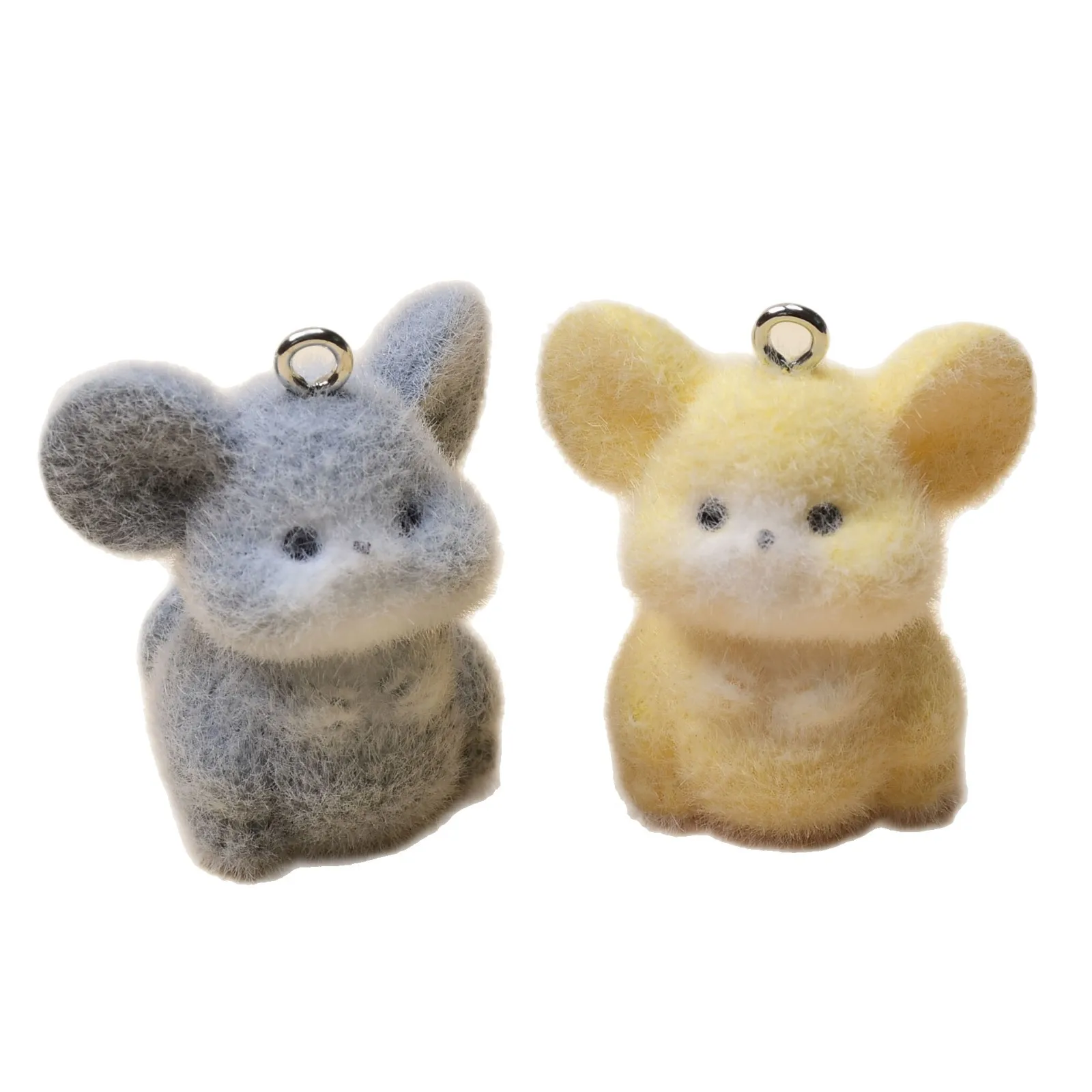 20pcs Flocking Resin Mouse charms Cartoon animal Doll Pendant For  animal necklace Keychains diy Handmade jewelry fittings