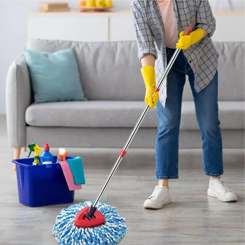 new spin mop handle mop rod replacement handle pole stick 4-section detachable extended mop rod pole for triangle spin mops