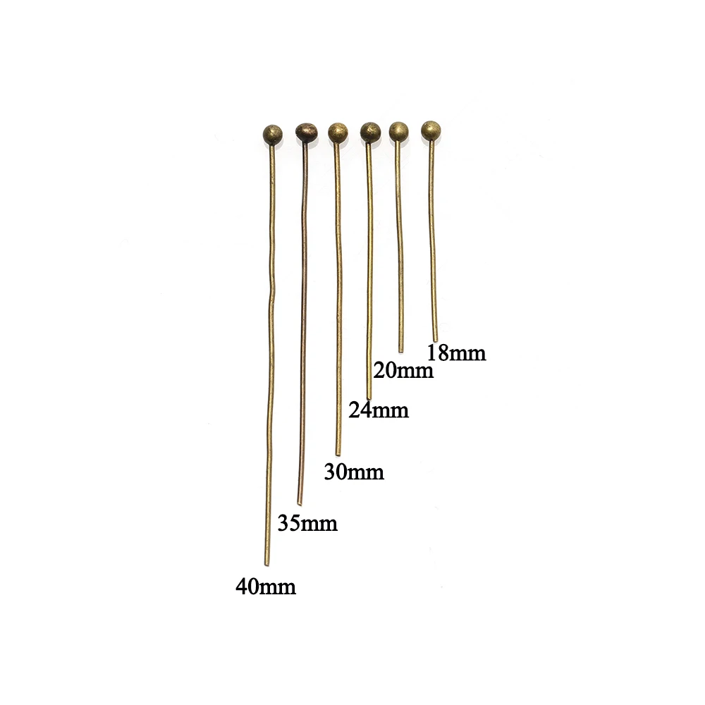 200pcs/lot 18 20 24 30 35 40 mm Metal Ball Head Pins Connector for DIY Jewelry Making Beads Needlework 0.5mm Headpin Accessories