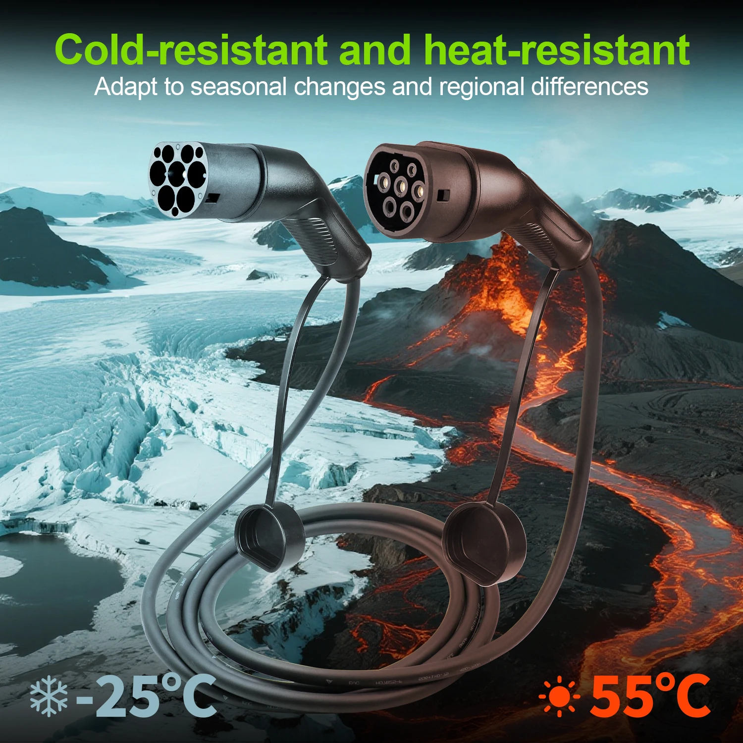 ISIGMA 16A/32A 1P 200V-240V نوع 2 إلى Type2 EV كابل شحن IEC62196-2 5M لمحطة شحن السيارة الكهربائية #6