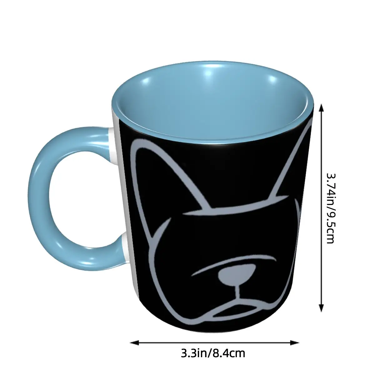 French Bulldog Face Silhouette In Light Gray On Navy Mug Funny Ceramic Coffee Cups Tea Mugs Milk Cup Drinkware Gifts
