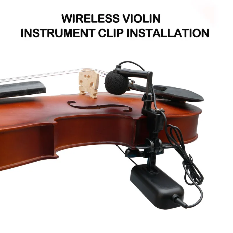 UHF wireless violin microphone system wireless transmitter and receiver clip on instrument microphone pickup