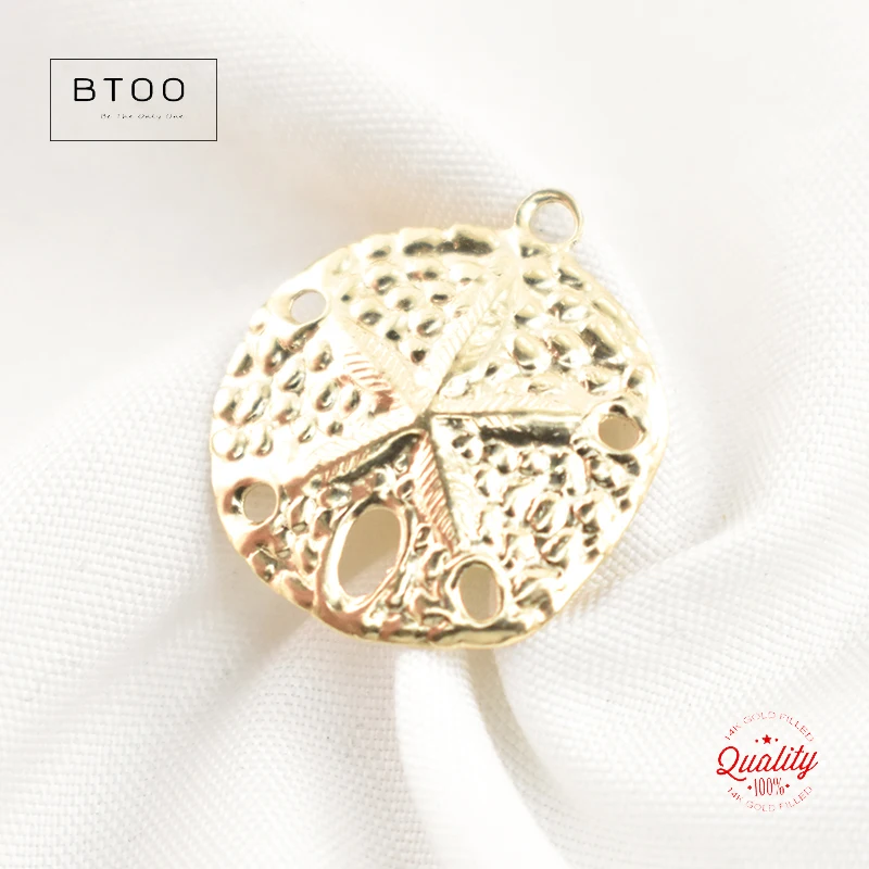 Sanddollar-Anhänger aus 14K Goldfilled, Sanddollar-Charm für DIY Armband- und Halsketten-Herstellung, Schmuckzubehör – Detail 14