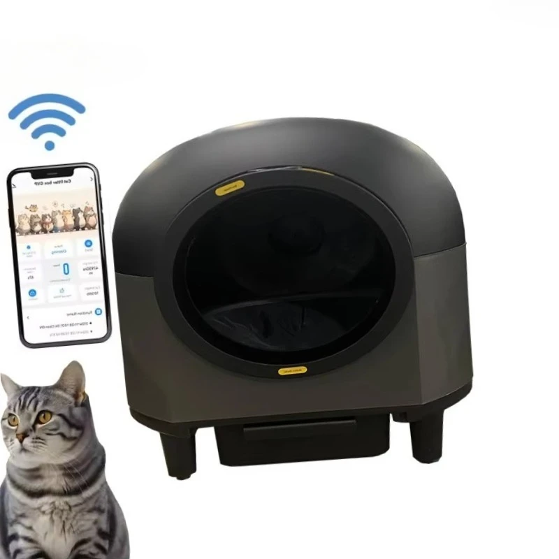 

Automatic Cat Litter Box, 80L Self-Cleaning Cat Toilet with Tuya APP Control, Smart Odor Control Pet Products Safe for Cats