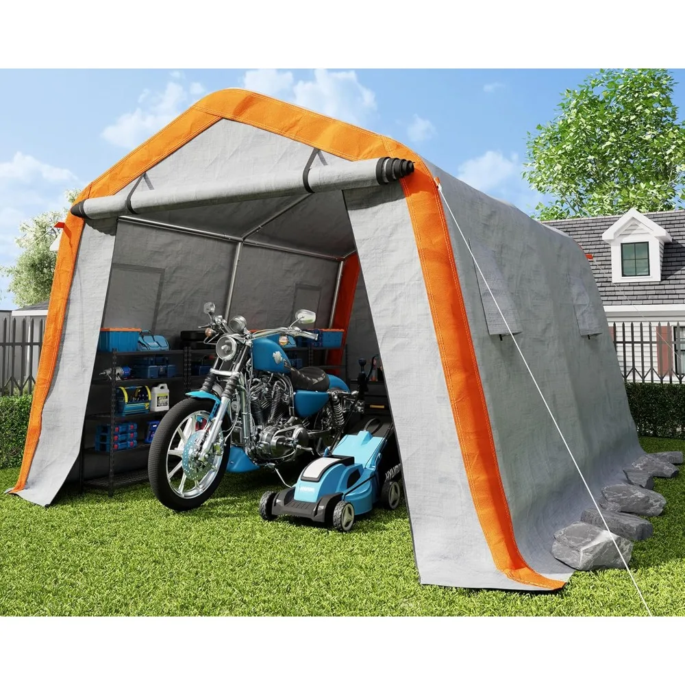 Heavy Duty Portable Shed Storage Shelter, Outdoor Storage Shed with 4 Waterproof Windows & Roll-up Zipper Door