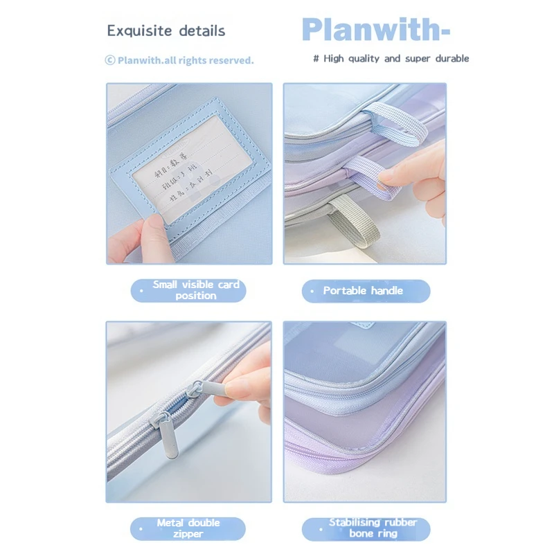 A4 L-Shaped Tutorial Bags Open Mesh Subject File Bag Student Examination Paper Material Storage Bag Large-Capacity File Folders