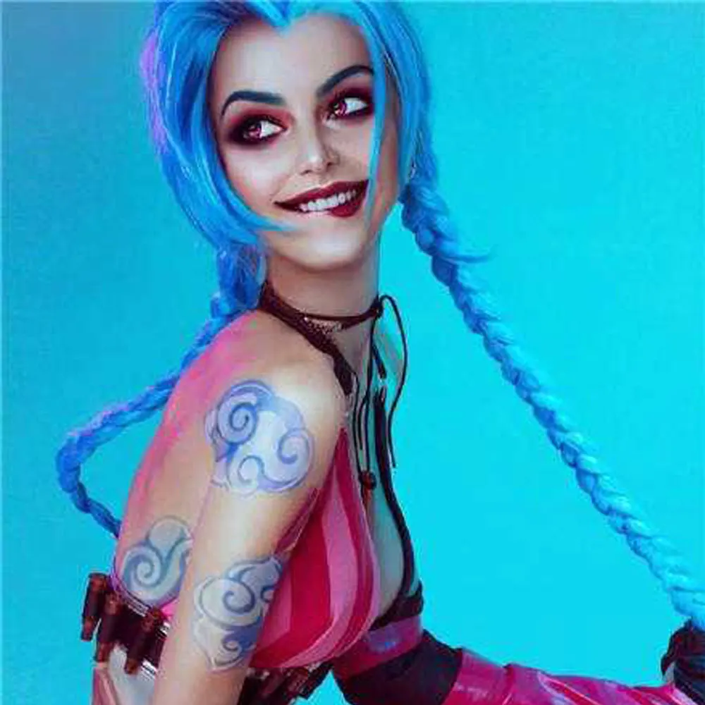 Cosplay LOL Jinx peruka 120cm/46.8 \