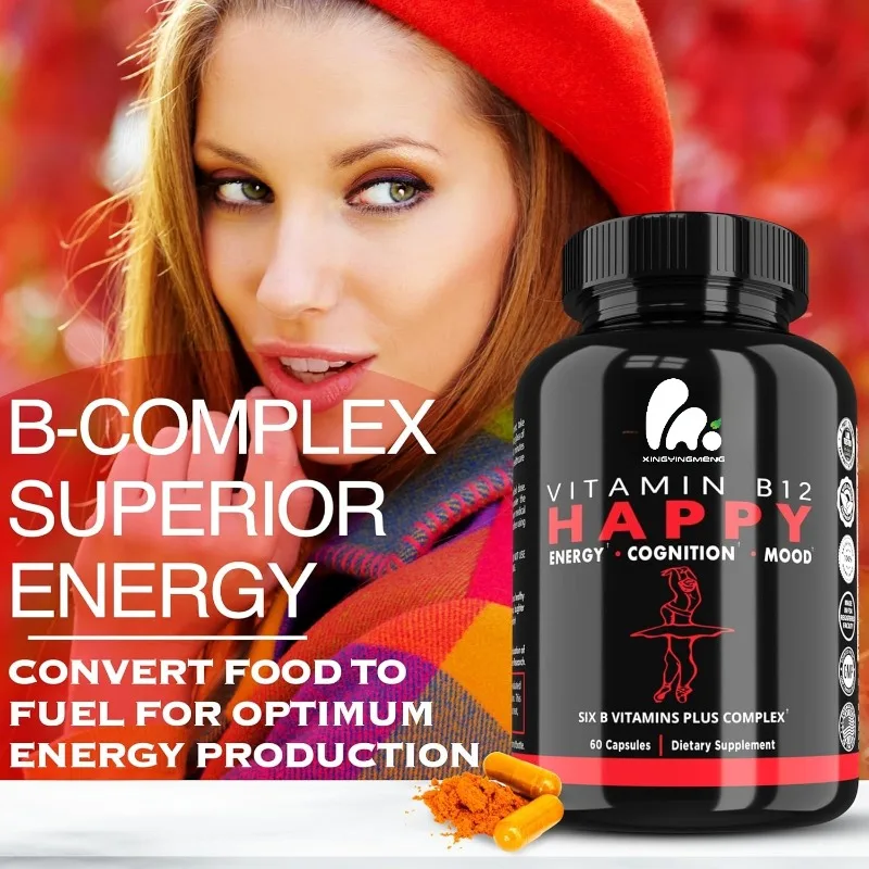 

Vitamin B12 Capsules - Contains Vitamin C, Biotin, Inositol, Folic Acid, B Vitamins - Immune Support, Energy Supplements