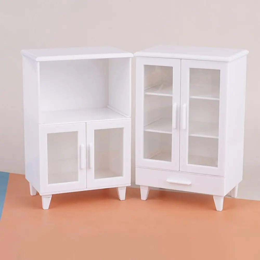 

Decoration 1:12 Scale Dollhouse Cupboard Mini Furniture Model Miniature Storage Lockers Pretend Play White Display Cabinet