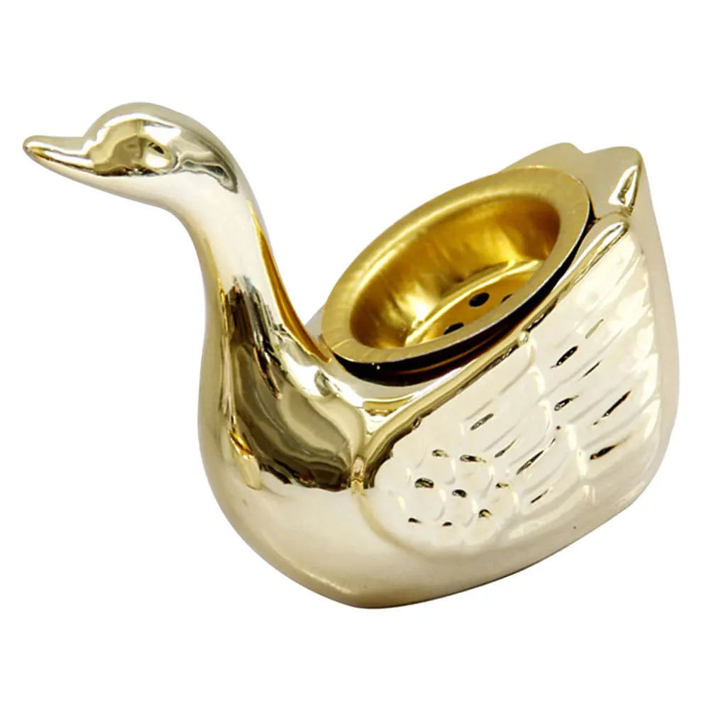 

Swan Incense Burner Ceramic and Metal Therapy Furnace for Home Office Decor Desktop Meditation Yoga Room Decoration