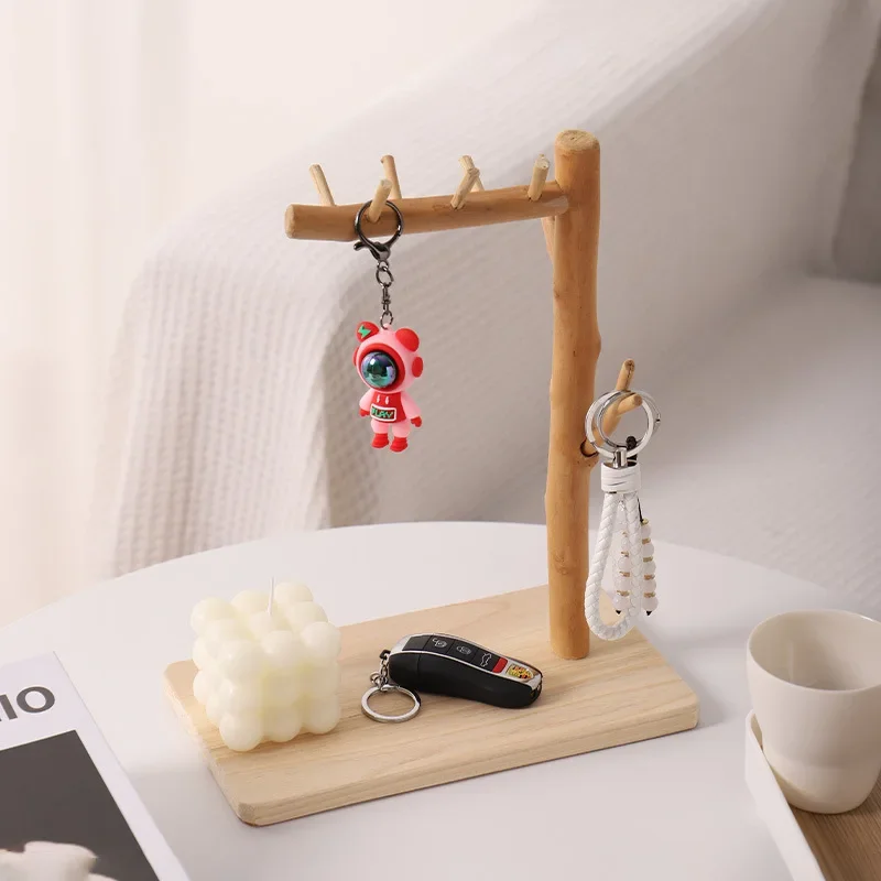 Entry entrance log key storage rack ornament, living room shoe cabinet home decoration desktop shelf tray creative 2