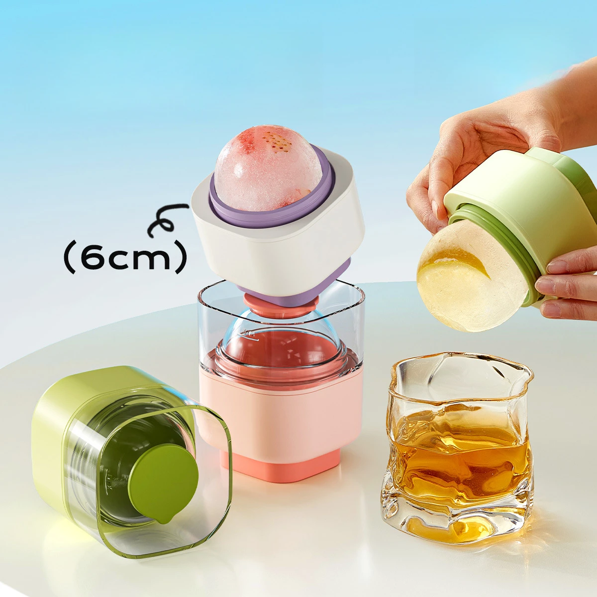 

Silicone Round Ice Ball Mold Press Reusable Ice Ball Maker for Whiskey Cocktails DIY Kitchen Bar Ice Tools