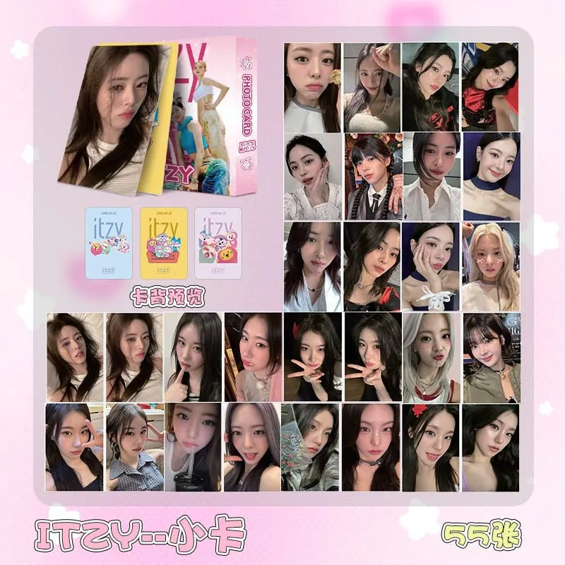 

55Pcs/Set ITZY Idol Girl New Series Lomo Cards HD Printd Photocards High Quality Postcards Yeji Lia Ryujin Fans Collection Gifts