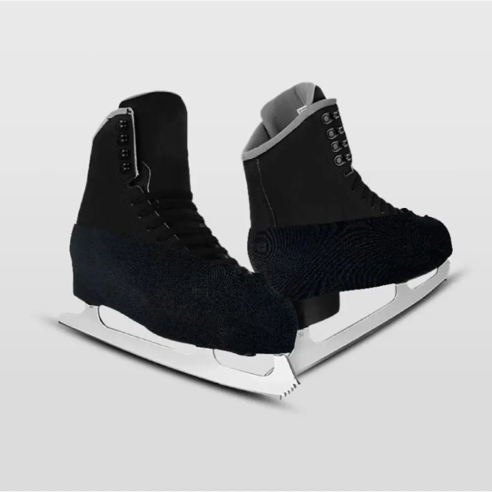 Weiche, elastische Eislauf-Schuhüberzüge aus Stretch-Gewebe, kratzfeste Eiskunstlauf-Stiefelschoner, staubdicht, Schwarz-Weiß – Detail 5