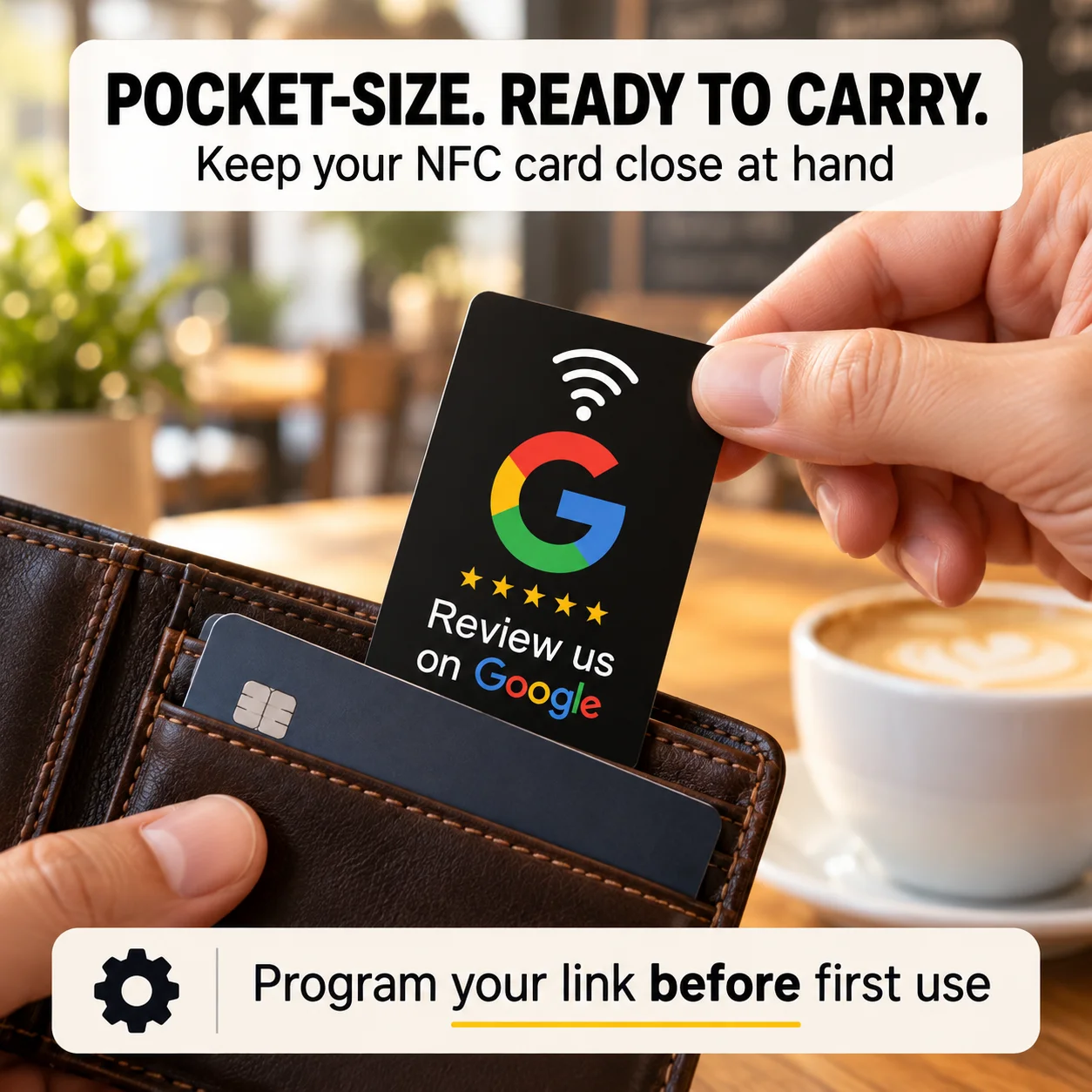 Programmable PVC NFC Mini Card NTAG215 Chip Google Review Tap Small Card  Black White Color for Local Business Customer Feedback