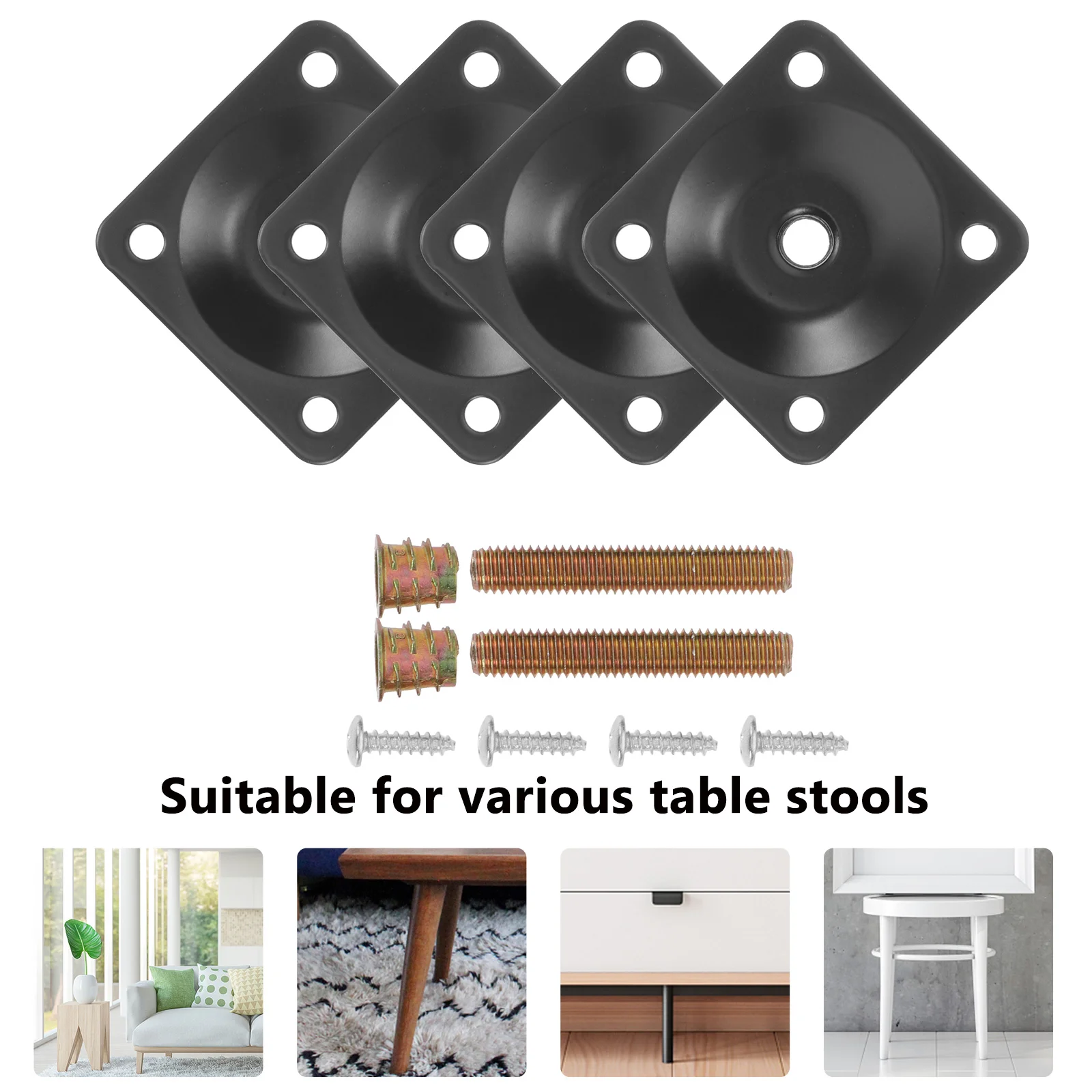 Leg Mounting Plates Accessories Table Sofa Legs Furniture Feet Connector Iron Brackets