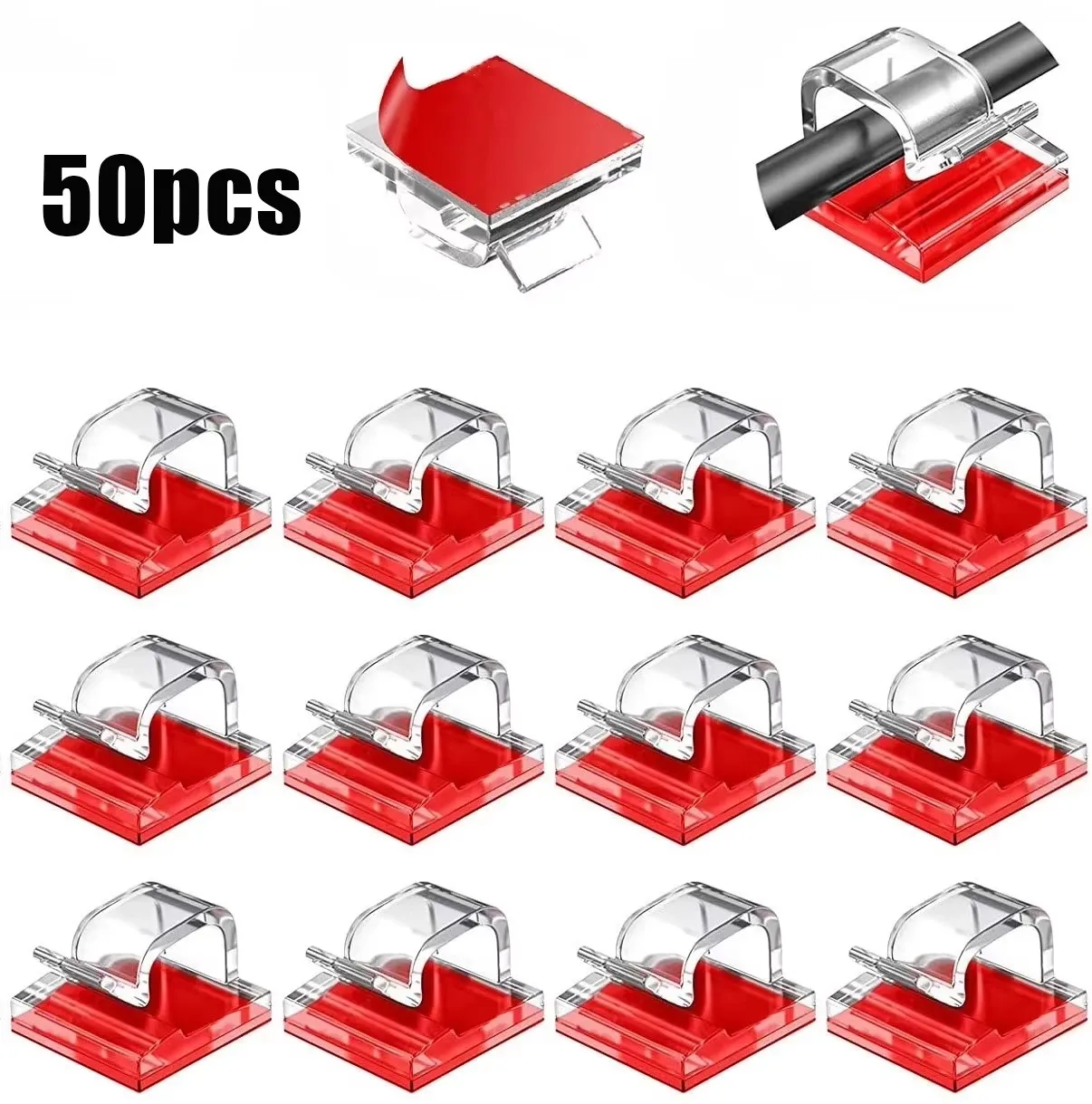 

50PCS Cable Organizer Clips Wall Mounted USB Charging Data Line Bobbin Winder Cord Holder Wire Manager Cable Management Hook