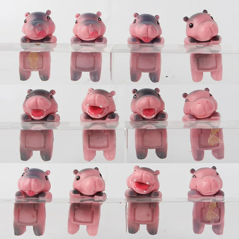 12pcs/set Cute MooDeng Hippo Pvc Figure Model Toys