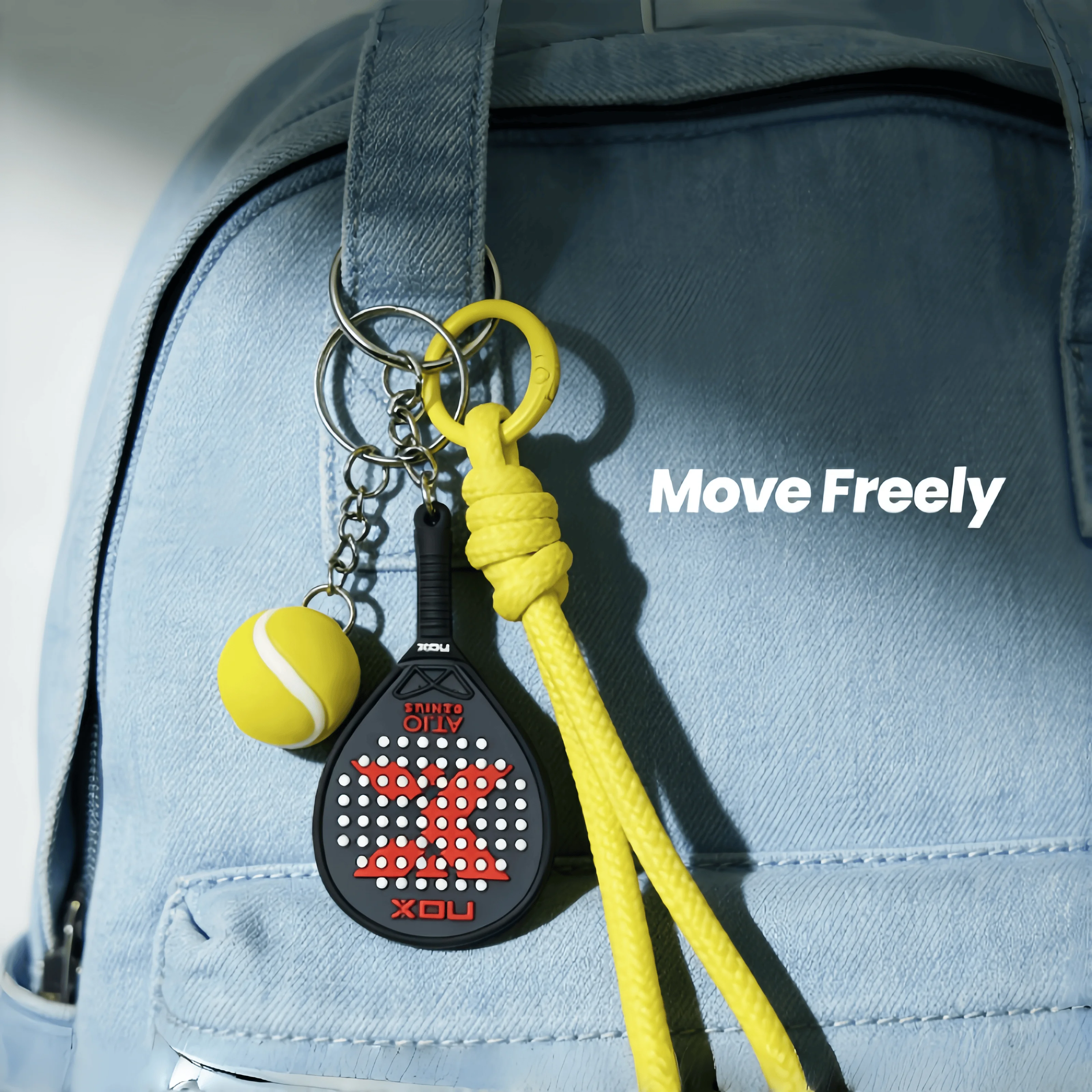 Nox Keychain, Tennis Racket Cute Combination, Sporty Individual Hanging Decor, Essential Accessory for Sports Enthusiasts