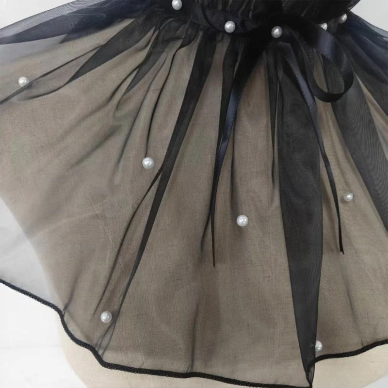 Detachable Collar Black Mesh Neck Overlay for Outfit Layering and Party Styling