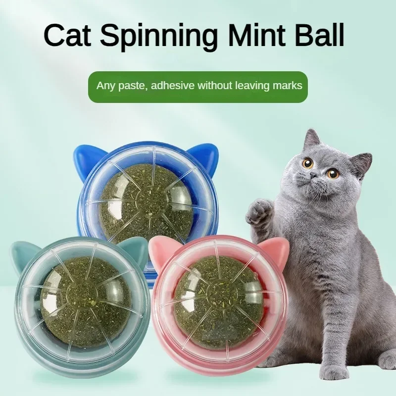 Rotating Toys for Cats Catnip Ball Accessories Pet Teething Toy Interactive Licking Fun Rascador Hierba Gatera Natural Gatos