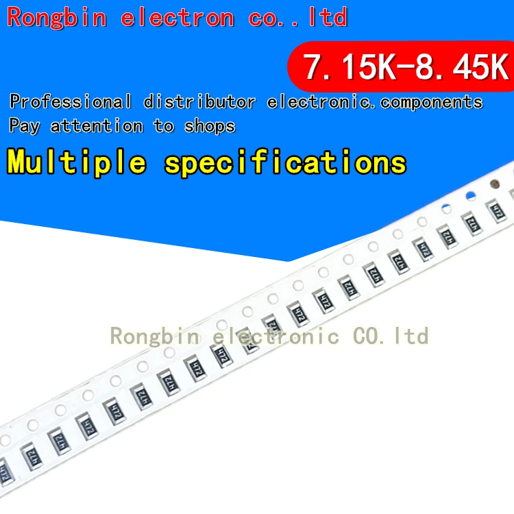 

100 шт., SMD резистор 1206 1/2 Вт 1% K 7,15 K 7,32 K 7,5 K 7,68 K 7,87 K 8,06 K 8,2 K 8,45 K