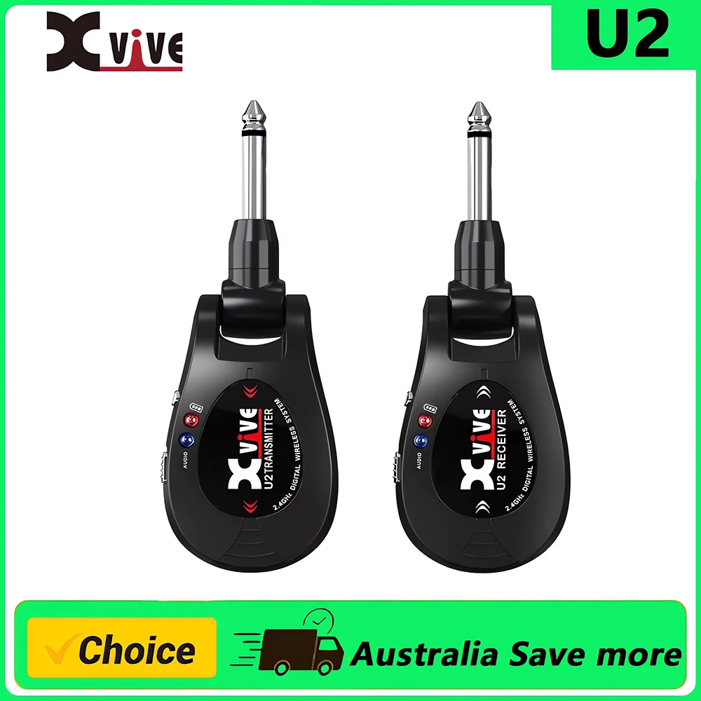 Sistema inalámbrico de guitarra Xvive U2 con transmisor y receptor para guitarras eléctricas, bajos, violín (plateado)