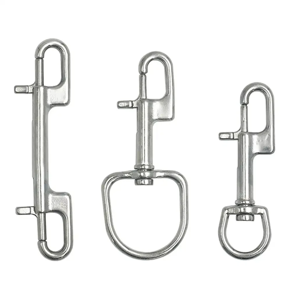 1PC 316 Stainless Steel Swivel Eye Bolt Spring Snap Hook Double Head Hook Marine Diving D Ring Snap Hooks With Swivel