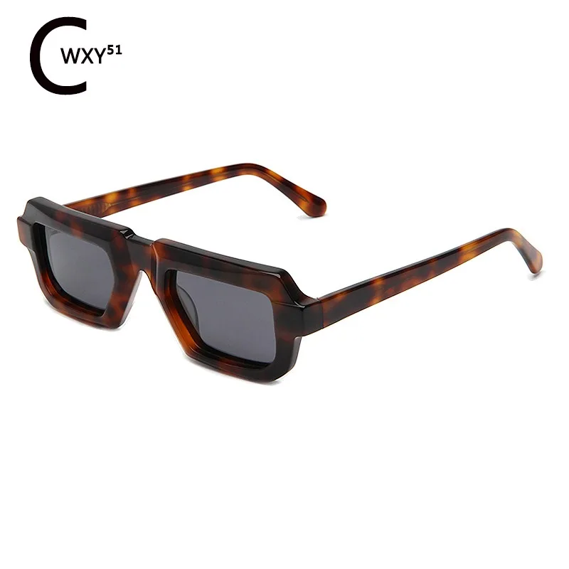 Acetate Fashion Three-dimensional Square Frame Sunglasses Men's and Women's Personality Small Frame Concave Plate Sunglasses