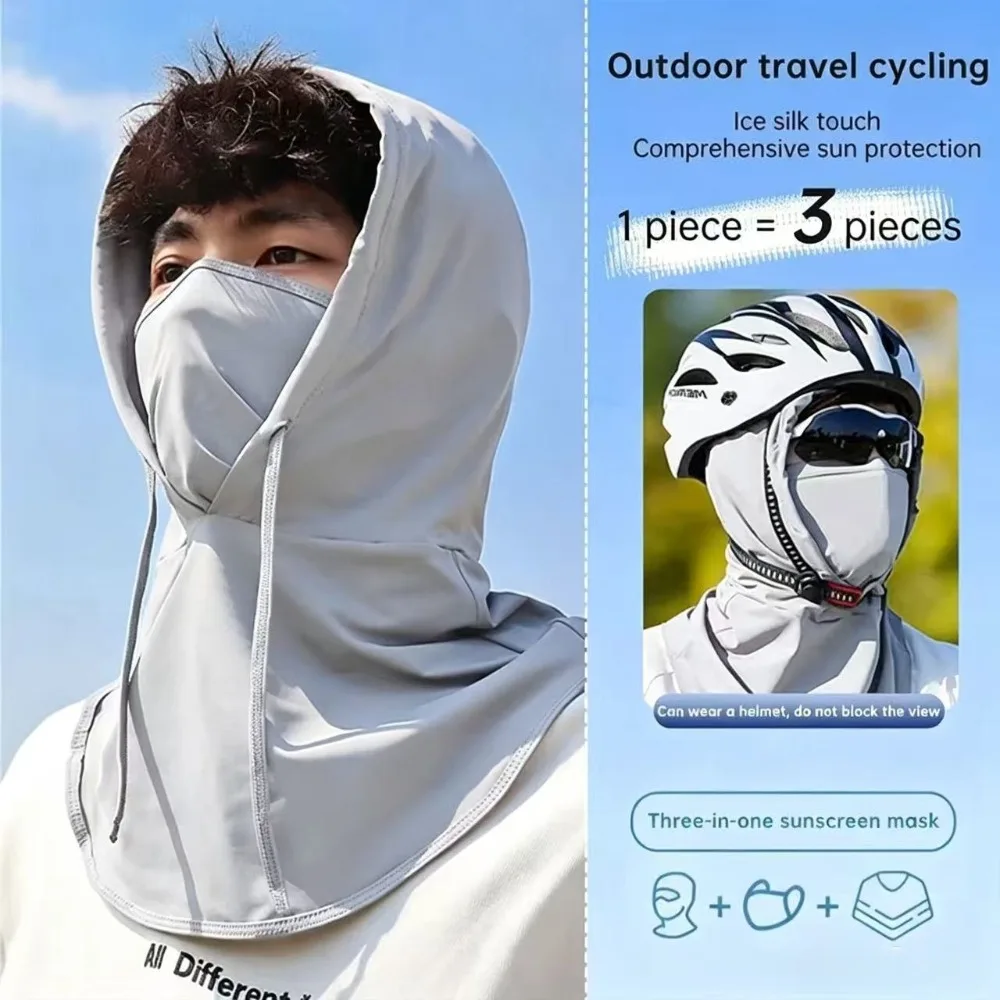 Summer Ice Silk Full Face Sun Protection Hat Face Mask Outdoor Hiking and Camping UV Protection Hat Neck Unisex Protection Hat
