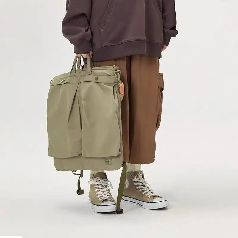 2025 NEW Helmet Bag Retro Backpack Crossbody Bags Versatile Commuting Tote bags 3in1 Neutral Esthetics Pack for Youth Teen bolsa