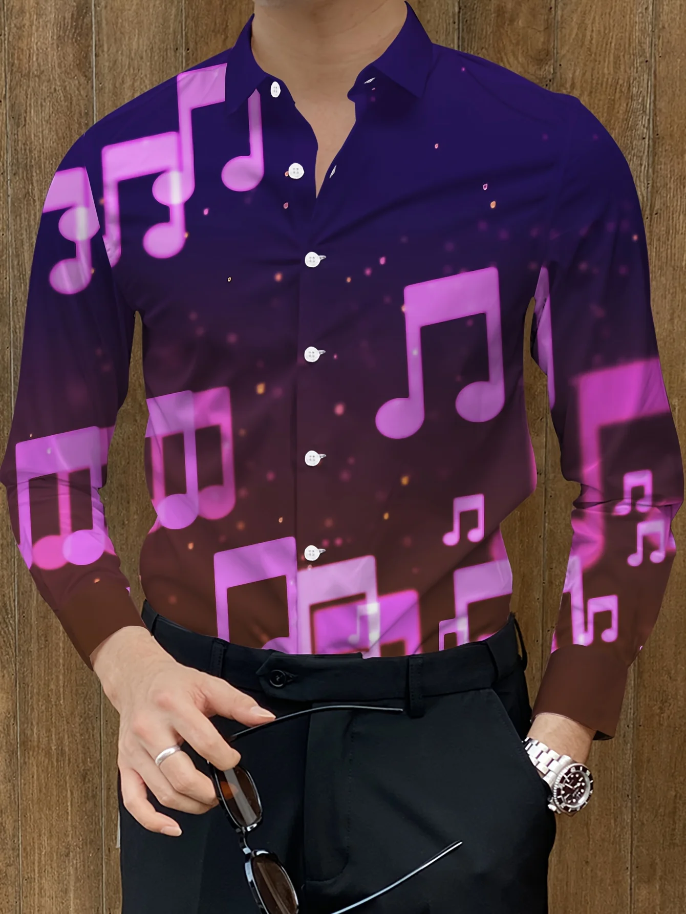 Men'S Stand Collar Long Sleeve Print Shirt with Colorful Square Pattern Geometric Elements Abstract Style 2025