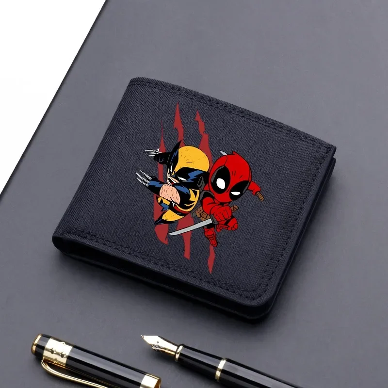 Portefeuille Deadpool & Wolverine Marvels, personnages de films, porte-monnaie portables pliables de grande capacité, cadeaux d'anniversaire