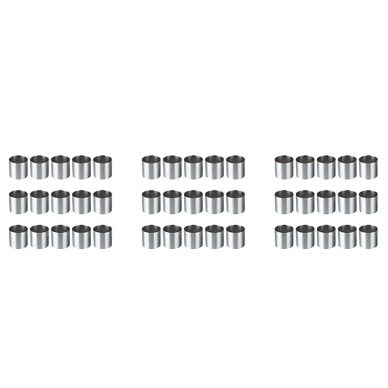 

Versatile 45 Pieces Stainless Steel Mousse Rings Round Biscuit Cutter Cake Mold Kitchen Baking Pastry Tool For Tart,Fondant,Etc