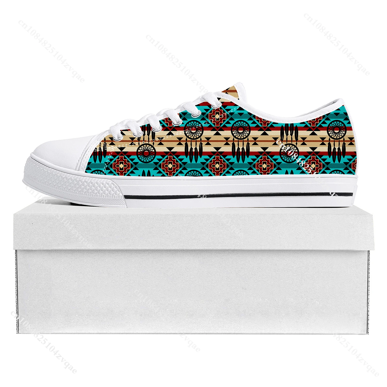 Modello etnico tribale azteco Low Top Sneakers di alta qualità uomo donna adolescente Sneaker su misura in tela scarpe Casual da coppia