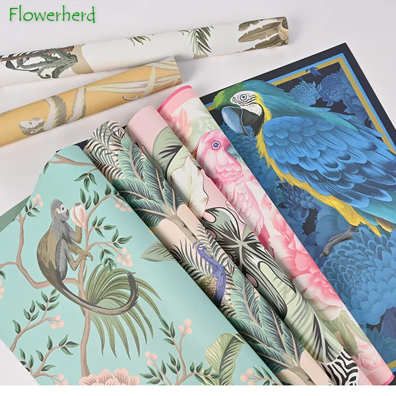 Zoo Animals Plants Flower Gift Wrapping Papers Mysterious Garden Craft Paper Natural Design Thickened Waterproof Wrapper Paper