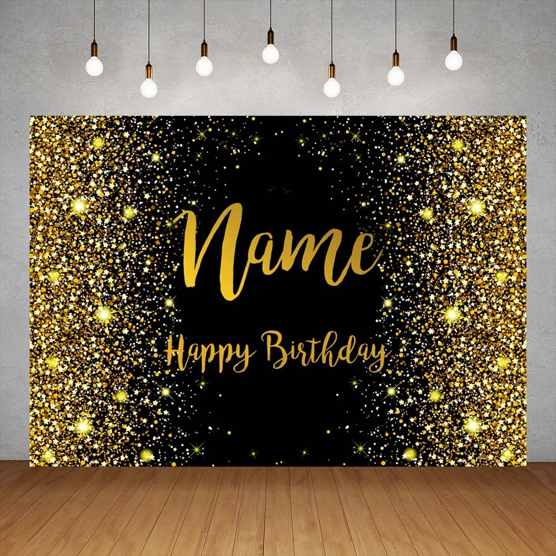 Golden Glitter Custom Name Photography Backdrops Vinyl Photo Backgrounds for Birthday Party Banner Prom Dessert Table Photocall