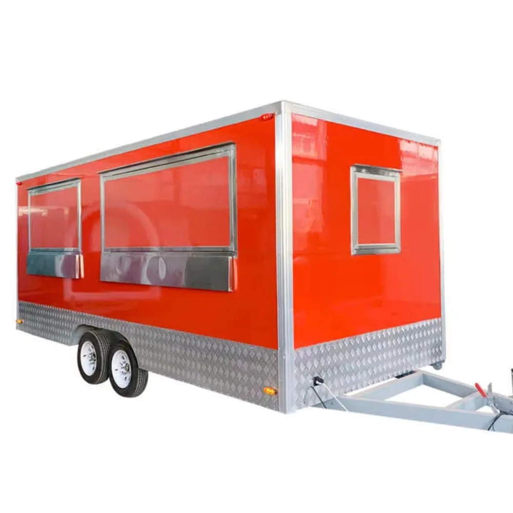 Factory Direct Square Food Trailer Fully Equipped Snack Cart Mobile Catering Trailer with Commercial Kitchen for Street Food