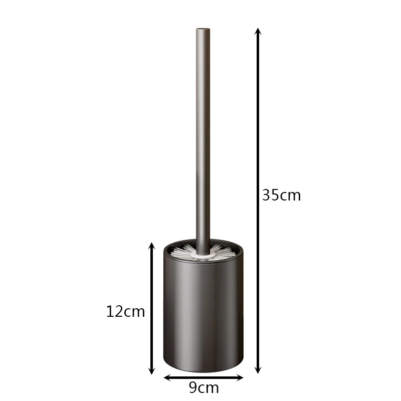 Bathroom Toilet Brush Holder Cleaning Tools Space Aluminum Wall Mounted No Drill Durable Vertical Toilet Brush Black Accessories