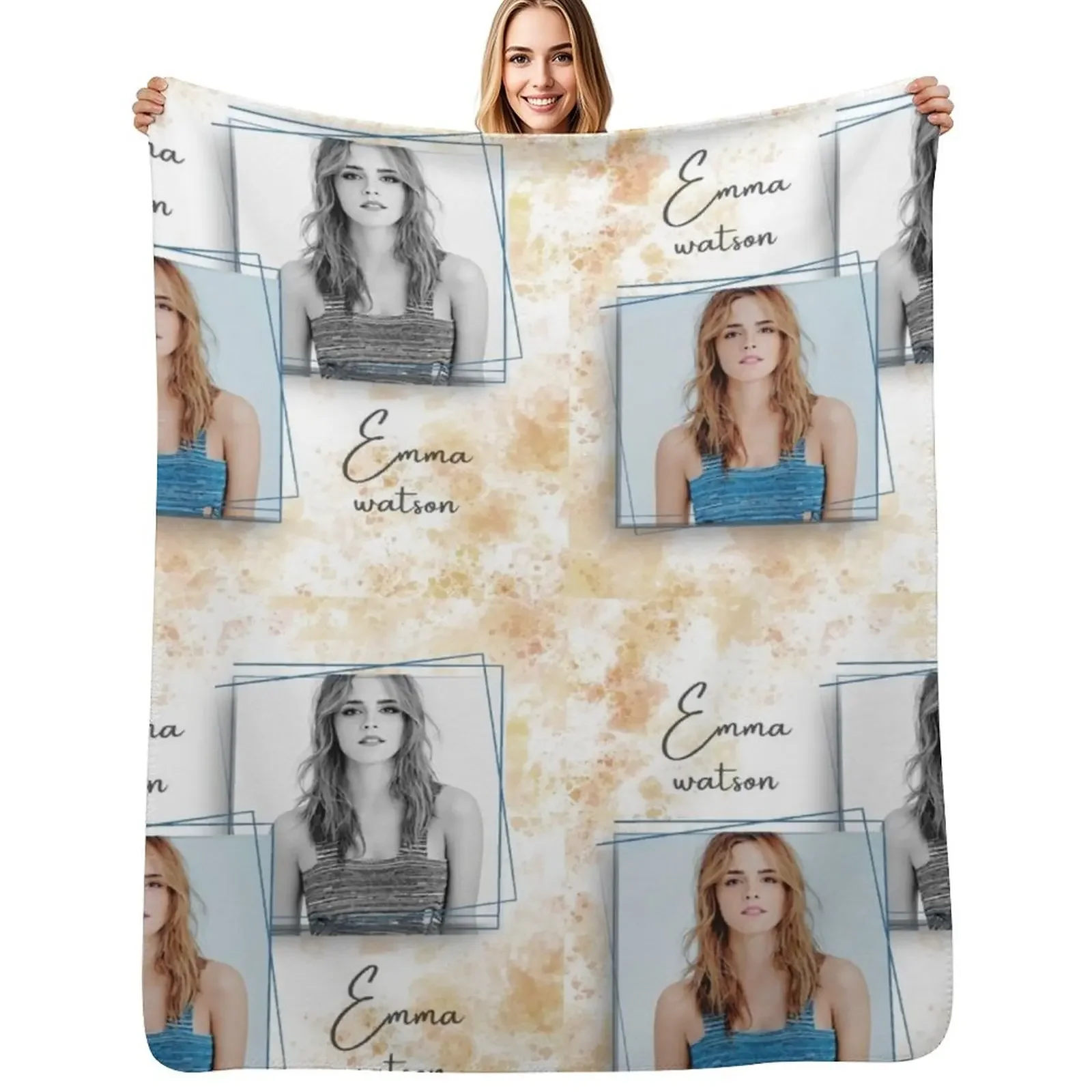 إيما واتسون رمي بطانية فروي هدية مضحكة بطانية فلانيل رقيقة