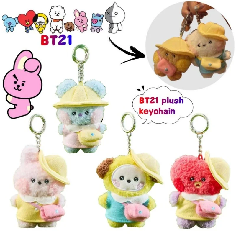 

New BT21 Cooky Koya RJ Shooky Chimmy Keychain Creative High-Value Anime Cartoon Doll Spring Outing Series Toy Model Car Pendant
