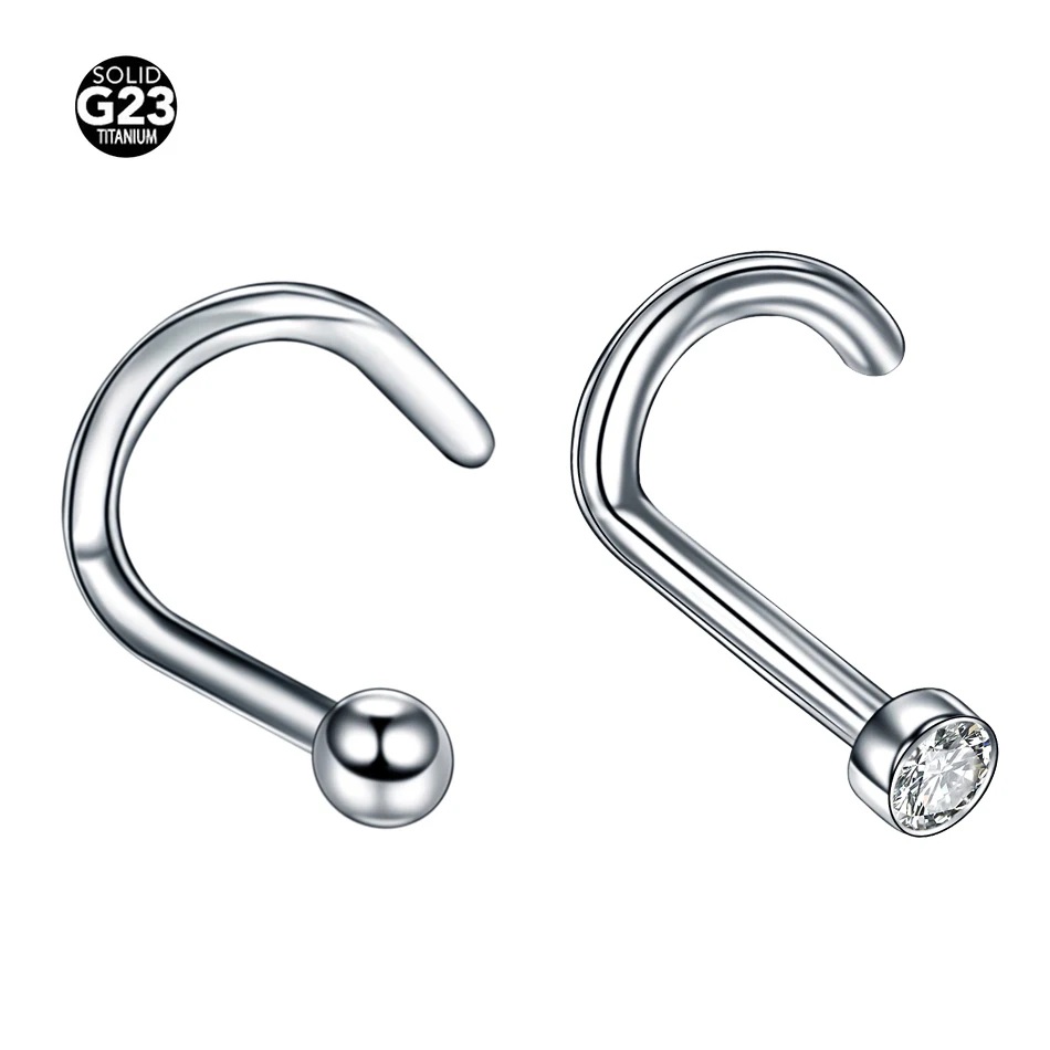 10Pcs/50Pcs G23 Titanium Crystal Nose Studs 2mm Ball Nose Screw Rings Nose Pircing Nariz Ring Body Piercing Jewelry 20G 18G