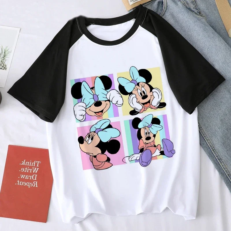 T-shirt Minnie Disney pour enfants, vêtements vintage décontractés, haut pour femme, dessins animés animés, Kawaii, Y2K, années 90