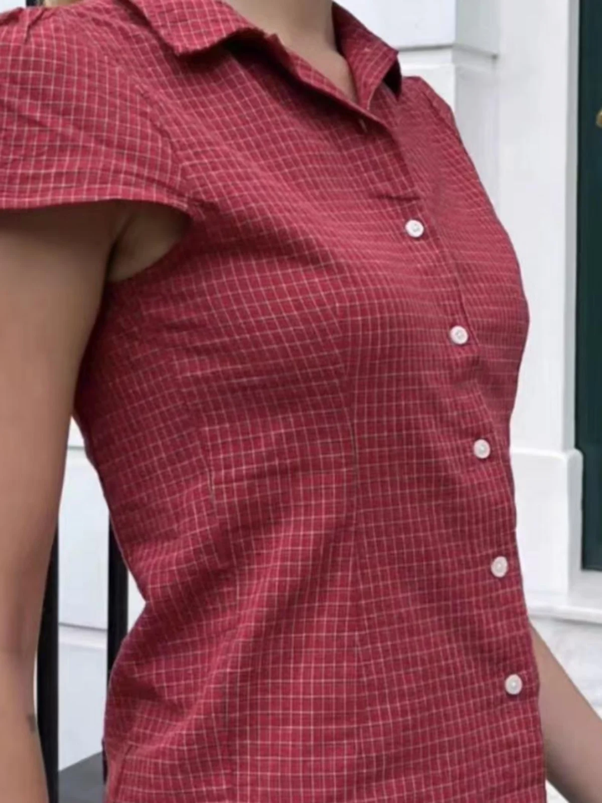

Slim Fit Brandy BM American Red Plaid ort Sve irt Топ на пуговицах с отложным воротником для молодых женщин летом