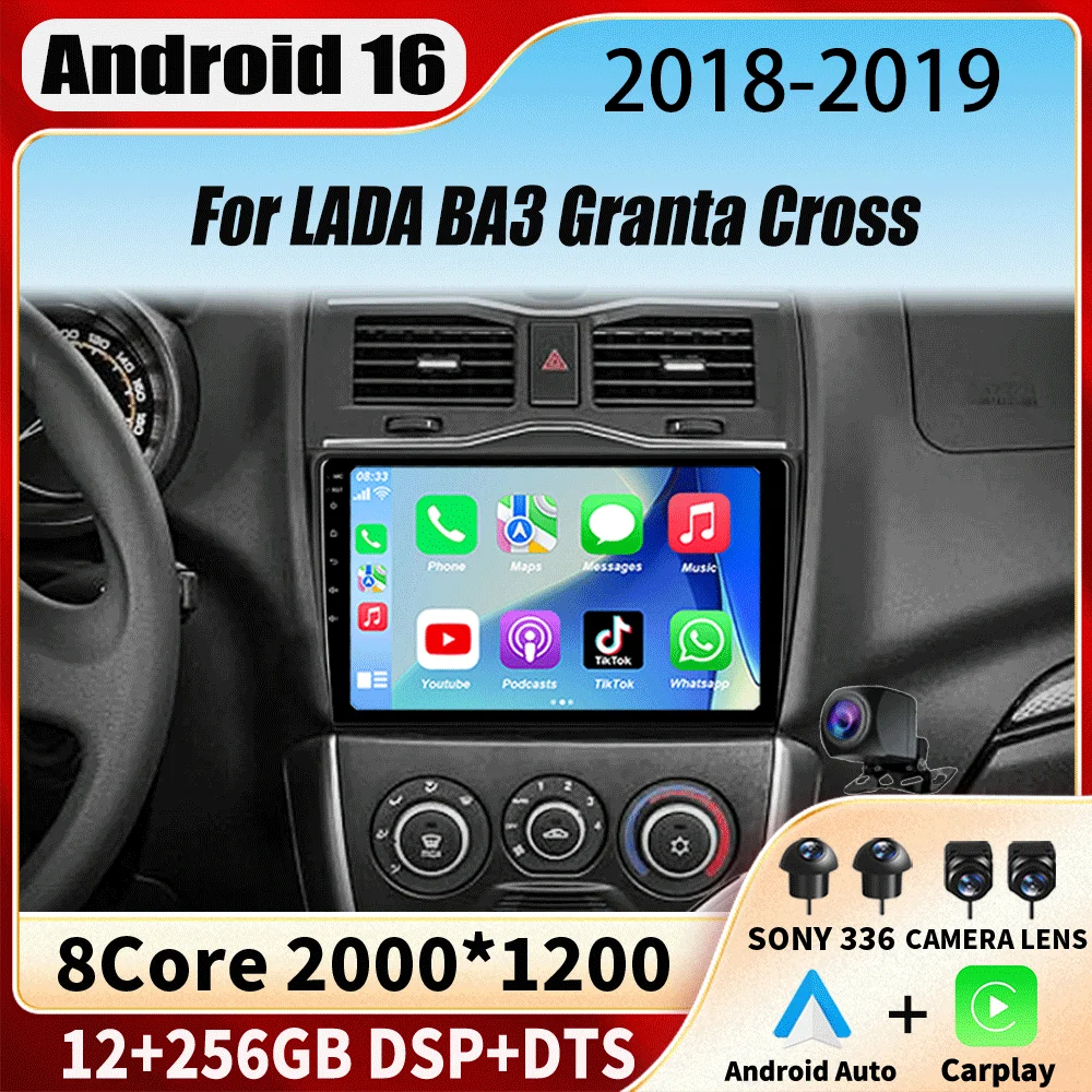 Android16 Car Radio For LADA BA3 Granta Cross 2018-2019  Navigation Carplay Multimedia Vide Player 2din Stereo Speaker Head Unit