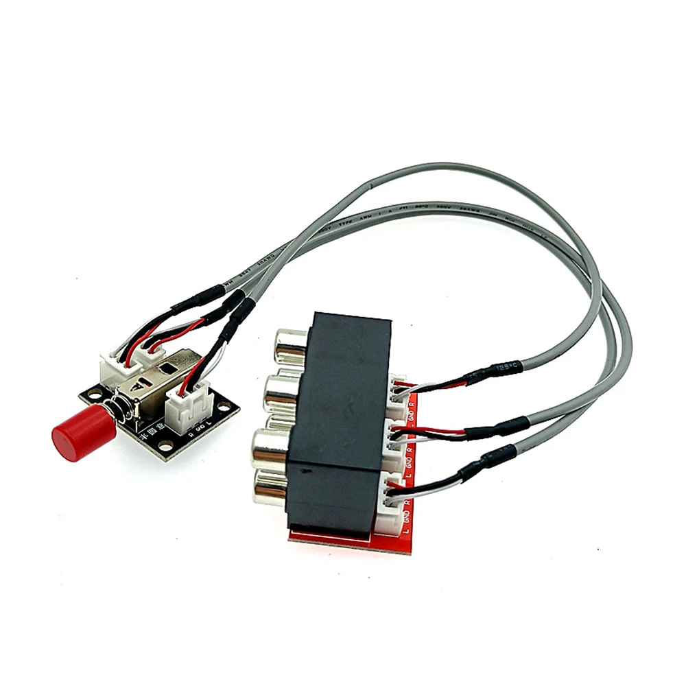 2-Way Button Type Sound Source Switching Board Signal Input Not Common-ground Mechanical Switch Type with 0.5/0.3M Shielded Wire